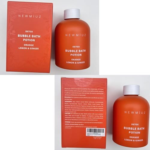 Natural Detox Citrus Bubble Bath Long Lasting Foaming Soak with Orange Ginger Lemon Essential Oils for Relaxation Hydration Stress Relief Spa Gift