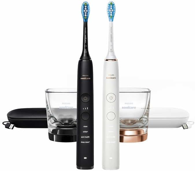 PHILIPS Battery Powered Sonicare Diamond Clean Rechargeable Toothbrush for Complete Oral Care 2-Pack Handles (Black