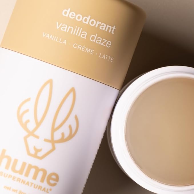 Hume Supernatural Aluminum Free Deodorant for Women & Men - Safe for Sensitive Skin - Probiotic, Plant-Based, Baking Soda Free, Aloe, & Cactus Flower, Anti Sweat, Stain & Odor - Vanilla Daze 3-Pack