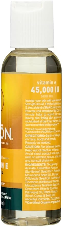 JASON Skin Care Vitamin E Oil 45,000 I.U. 2 fl. oz. Pure & Natural Beauty Oils (a) - 2pc