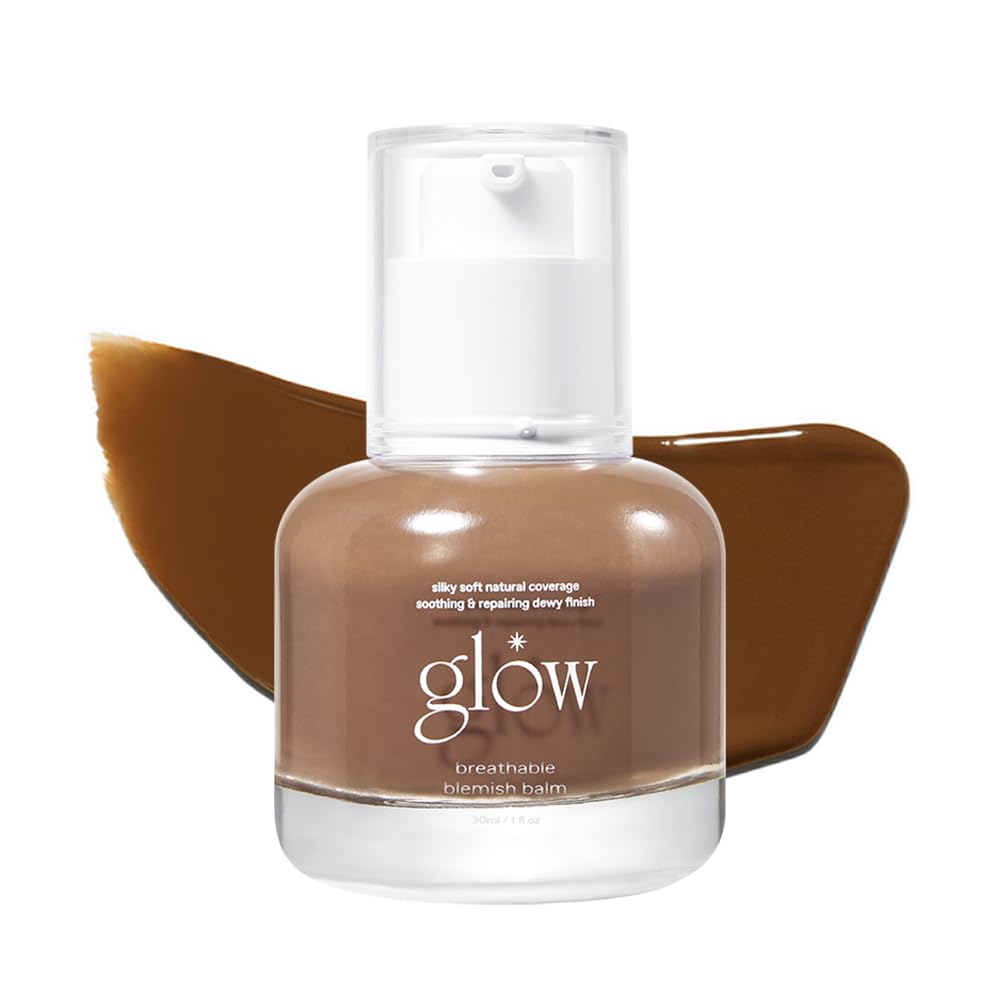 glow breathable blemish balm #brown : lightweight & hydrating, skincare-like, medium-coverage bb cream infused with green tea water, 1 fl oz