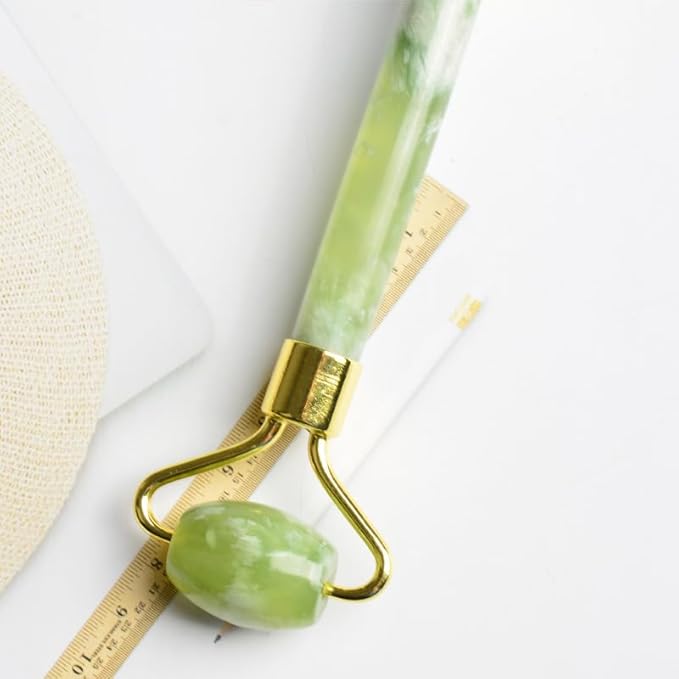 Jade Eye Mask and Jade Roller Set, Jade Stone Face Mask and Facial Rollers Massager Skin Care Tool, Face and Eye Massager