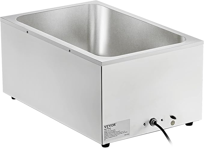 VEVOR Commercial Food Warmer 24QT Bain Marie 1200W Electric Buffet Warmer Steam Table Food Warmer Countertop Stainless Steel Food Warmer Wet or Dry Use for Parties, Catering and Restaurant