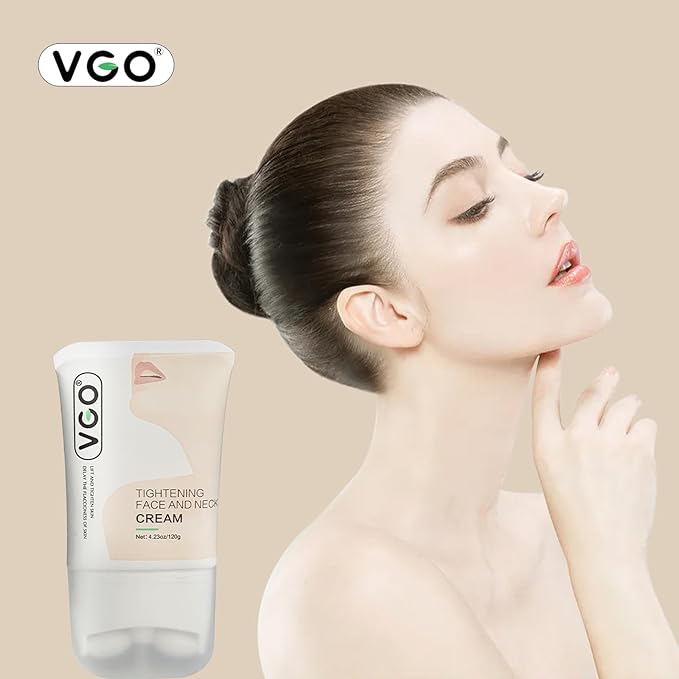 VGO Neck Firming Cream - Anti-Aging & Wrinkle Smoothing for Neck & Décolleté with Polypeptides, Retinol & Hyaluronic Acid - Lifts & Evens Skin Tone. 4.23 Fl Oz