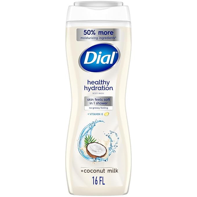 Dial Body Wash, Healthy Hydration, Coconut Milk plus Vitamin E, 16 fl oz (Pack of 4)