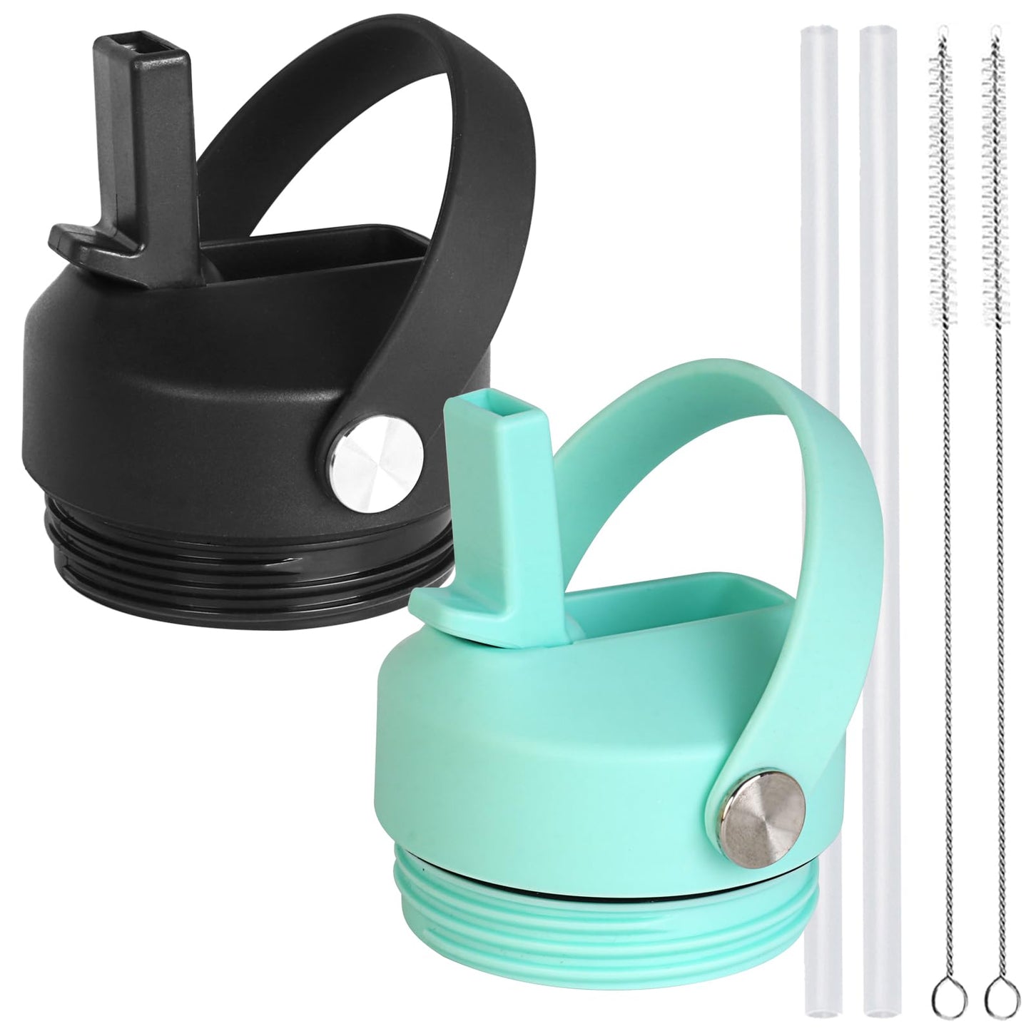 Straw lid for Yeti Rambler Water Bottle 18 26 36 64 oz, Replacement Cap Straw Cap for RTIC 18oz 26oz 36oz, Lid with Straw and Brush and Flexible Handle 