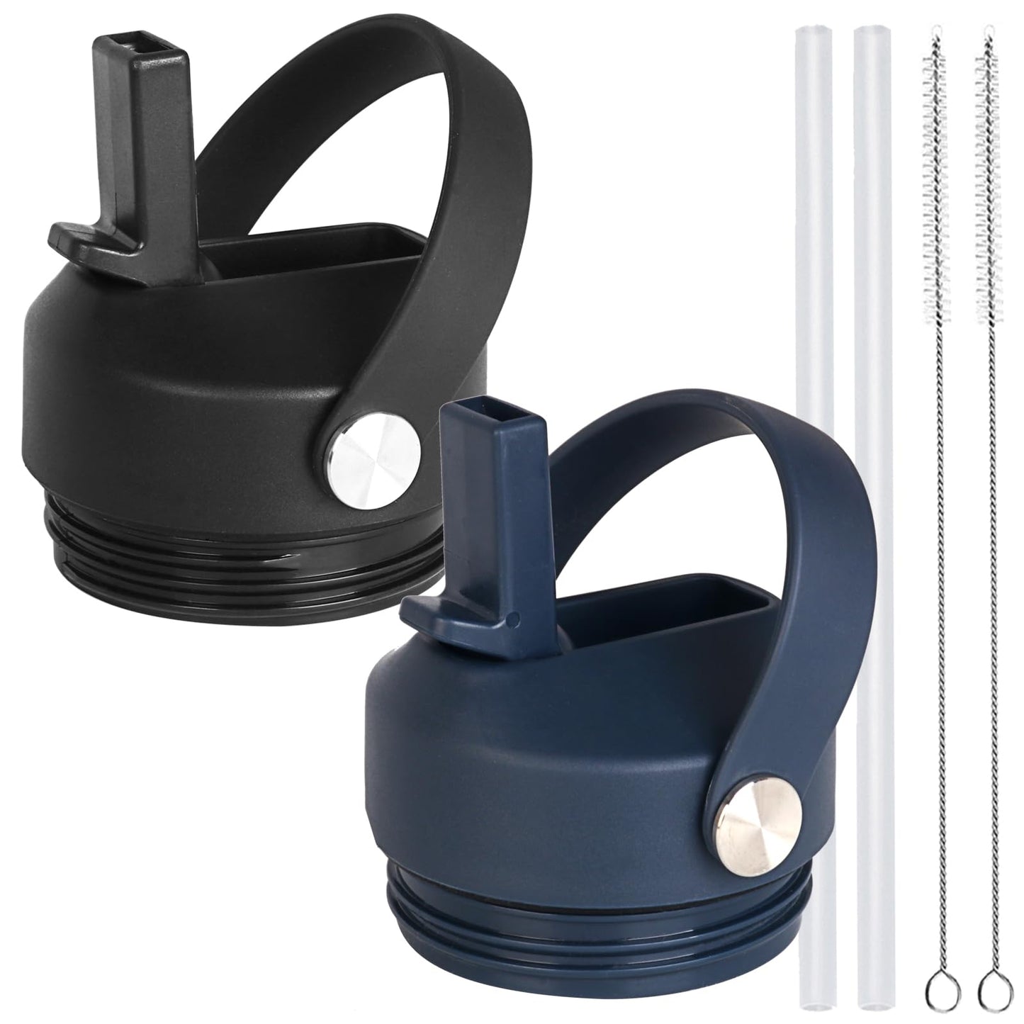 Straw lid for Yeti Rambler Water Bottle 18 26 36 64 oz, Replacement Cap Straw Cap for RTIC 18oz 26oz 36oz, Lid with Straw and Brush and Flexible Handle 