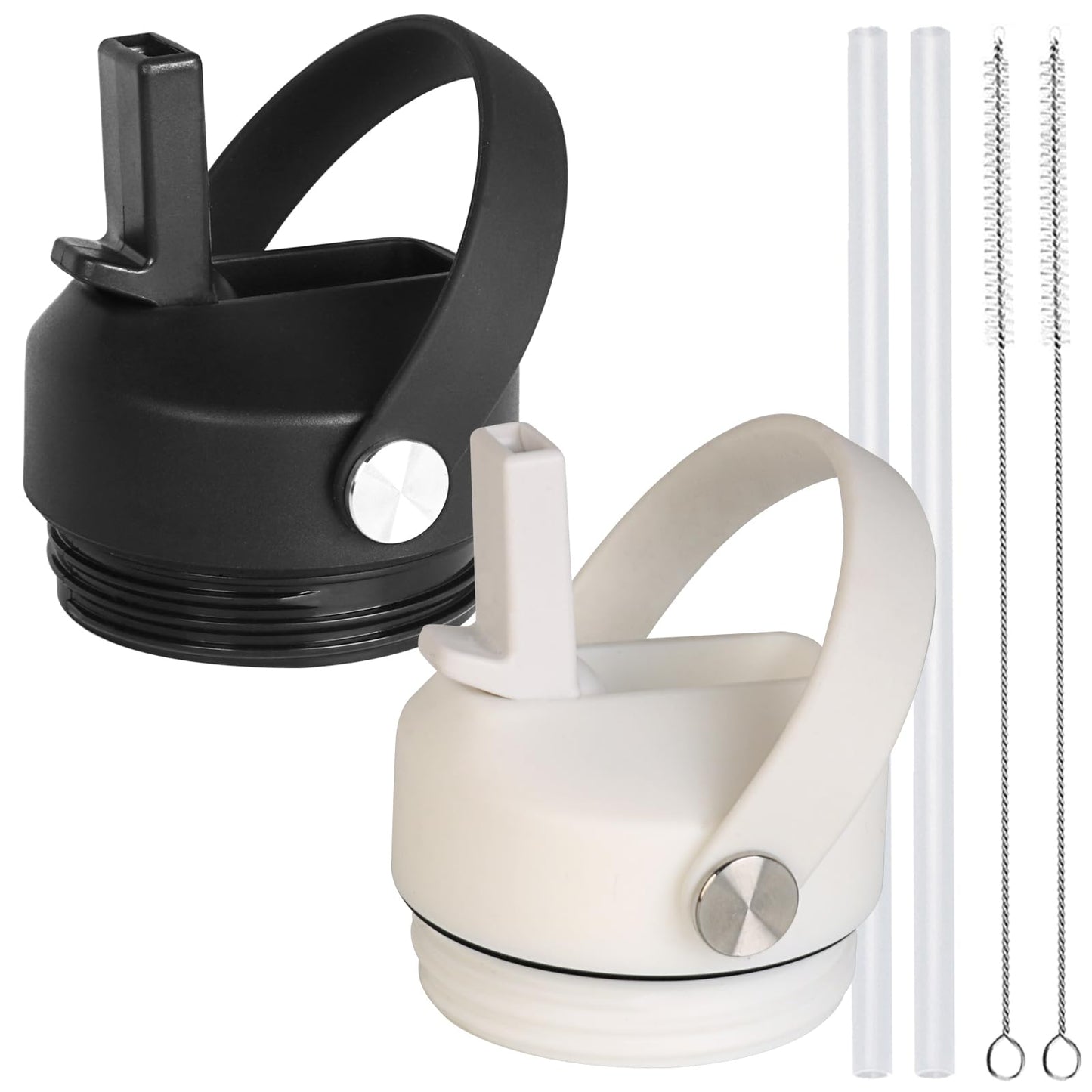 Straw lid for Yeti Rambler Water Bottle 18 26 36 64 oz, Replacement Cap Straw Cap for RTIC 18oz 26oz 36oz, Lid with Straw and Brush and Flexible Handle 