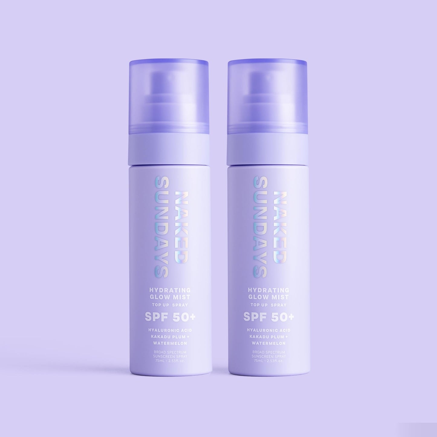 Naked Sundays SPF50+ Hydrating Glow & Setting Mist - Daily Face Sunscreen & Setting Spray, Lightweight & Non-Greasy, Hydrating with Hyaluronic Acid for All Skin Types, Makeup-Friendly - 2 Pack
