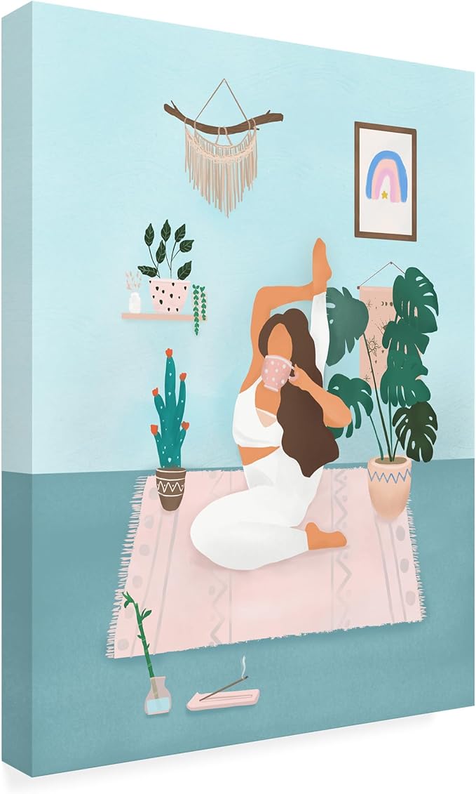 Trademark Fine Art Canvas Wall Art - Petra Lizde 'Yoga Time' Wall Art for Living Room, Bedroom, or Office Décor