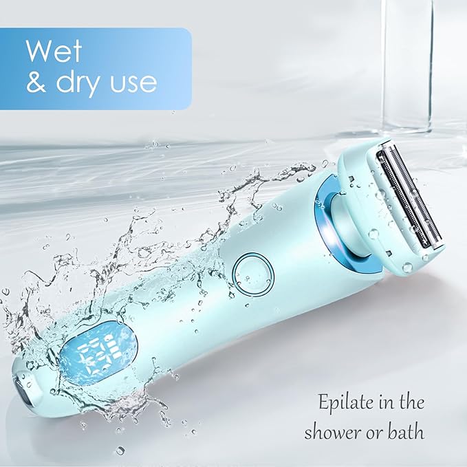 Razor for Women,Shaver Glide Razor, 3.0 Electric Beauty Trimmer,Rechargeable, Portable and Free Exfoliating Glove (Blue)