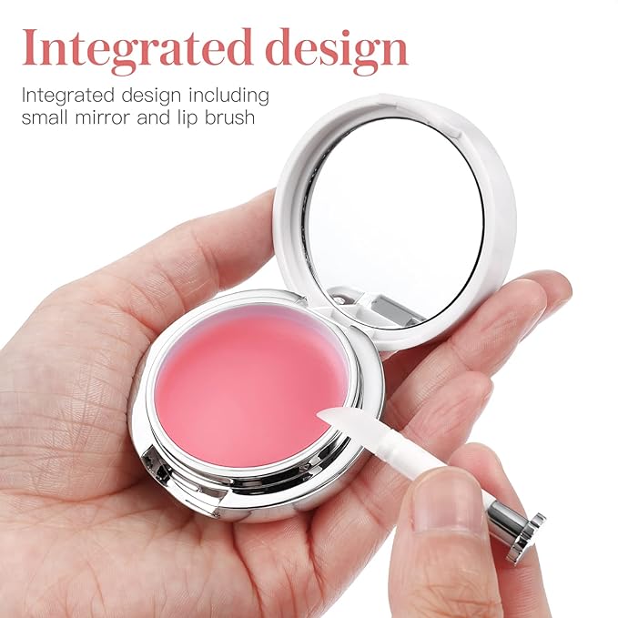 Beaupretty Plastic Container 4 Pieces Plastic Lips Balm Jars Empty Lip Mask Holder Box with Silicone Lip Brush Mirror Refillable Lipstick Pot for Home Travel Travel Containers