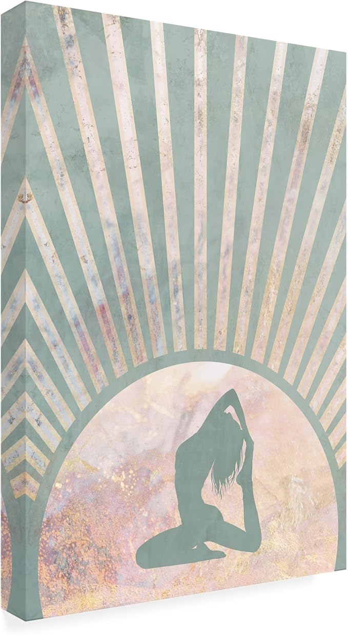 Trademark Fine Art Canvas Wall Art - Sarah Manovski 'Yoga Boho Sun Rise Green 7' Wall Art for Living Room, Bedroom, or Office Décor