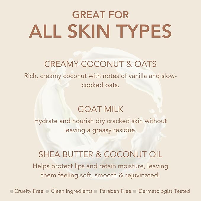 Dionis Goat Milk Lip Care Duo – Original Sugar Scrub & Overnight Mask + Creamy Coconut Overnight Lip Mask & Balm Kit for Nourished, Moisturized Lips