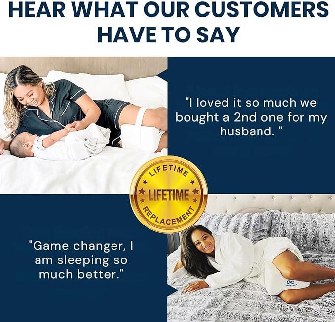 Everlasting Comfort Memory Foam Leg & Knee Pillow for Side Sleepers - FSA/HSA Eligible Sciatica Pain Relief Leg Pillow for Side Sleeping - Adjustable Strap