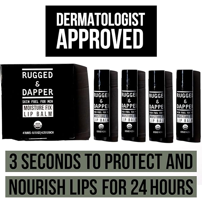 RUGGED & DAPPER - Hydration Remedy Lip Balm, Age Defense Face Moisturizer and Daily Power Scrub Facial Cleanser