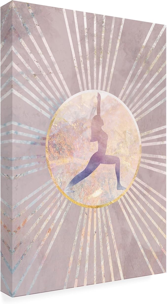 Trademark Fine Art Canvas Wall Art - Sarah Manovski 'Pink Yoga Sun Rays' Wall Art for Living Room, Bedroom, or Office Décor