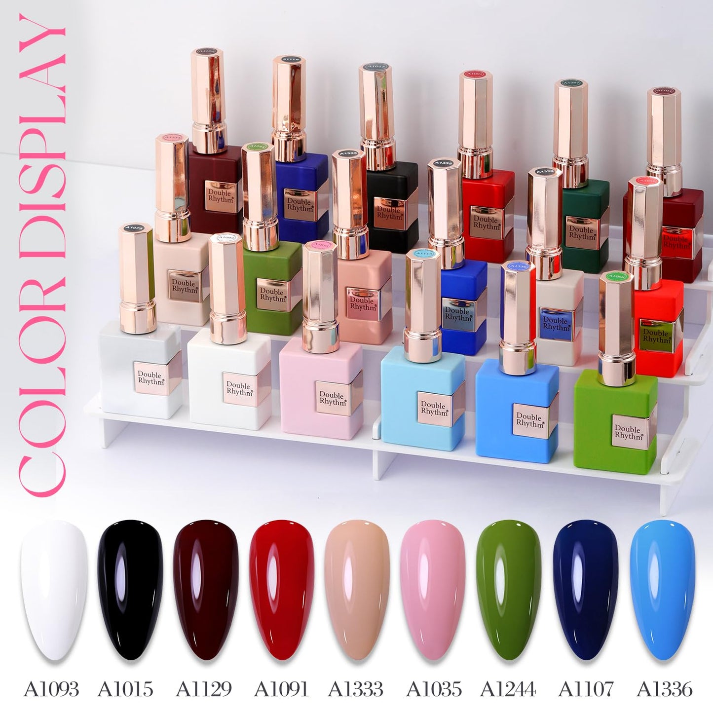 Double Rhythm 0.50 OZ Translucent Gel Polish Same Color Same Bottle Sheer Pastel Neutral Natural Milky 15 ML Jelly UV Nail Art DIY at Home (Cherry Rose-A1046)