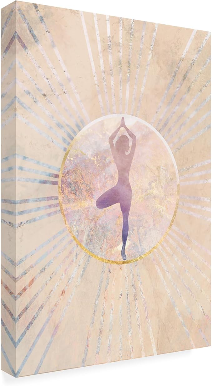 Trademark Fine Art Canvas Wall Art - Sarah Manovski 'Beige Yoga Sun Rays' Wall Art for Living Room, Bedroom, or Office Décor