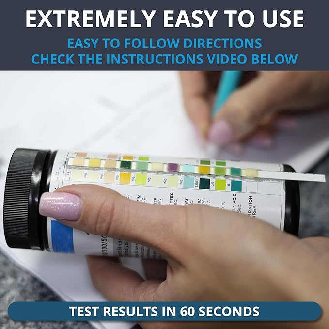 14 Parameter Full Panel Urine Test Strips for Urinalysis | 100 Strips - Testing Kit for Kidney, Liver, UTI, Keto Diet, Ketosis, Hydration, Proteinuria - RBC, PRO, BIL, PH, SGR, CRE, KET, SG +6 More