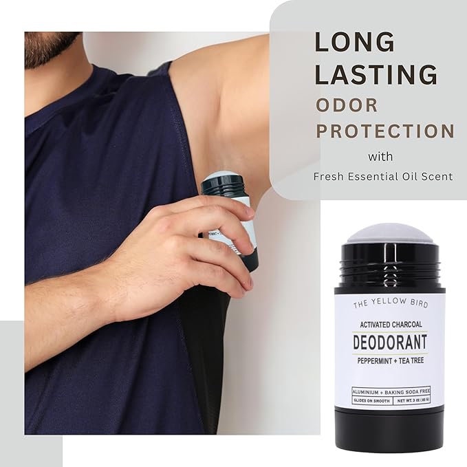 Natural Deodorant - Aluminum & Baking Soda Free, For Men & Women, Sensitive Skin Friendly Formula with Activated Charcoal | 3oz | Made in USA