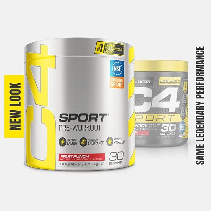 Cellucor C4 Sport Pre Workout Powder Fruit Punch - NSF Certified for Sport | 30 Servings, Packaging may vary.