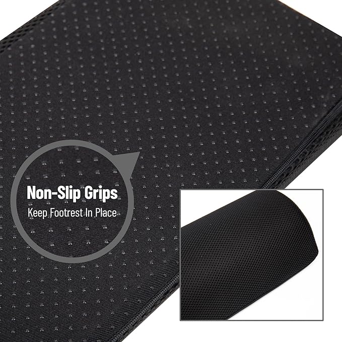 Mind Reader Foot Rest, Foot Stool, Under Desk at Work, Ergonomic, Adjustable, Office, Foam, 7.5" L x 16.75" W x 3.75" H, Black