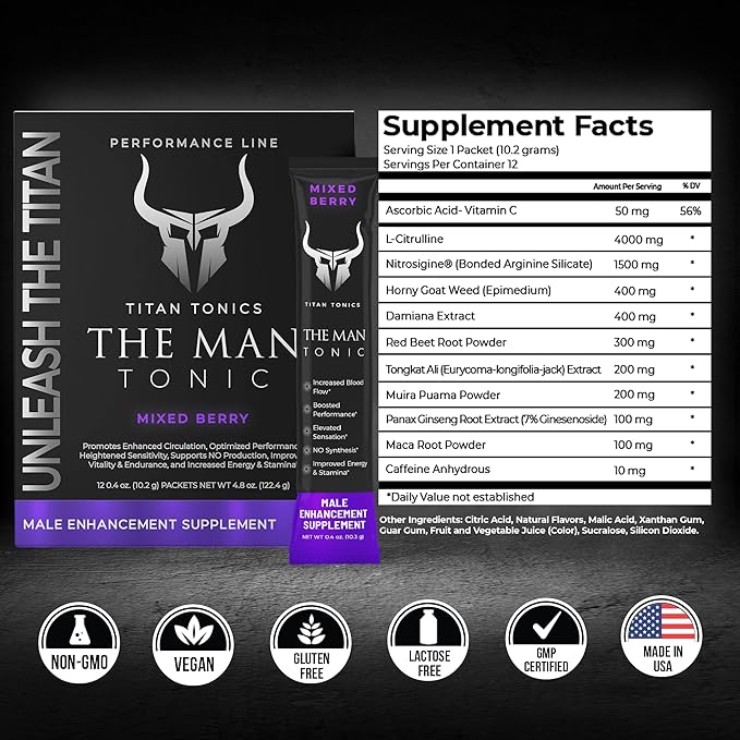 Male Enhancement Supplement – Testosterone Booster for Men with Nitrosigine, L-Citrulline, Horny Goat Weed & Tongkat Ali – for Performance, Enlargement, Libido & Drive (Berry 2-Pack)