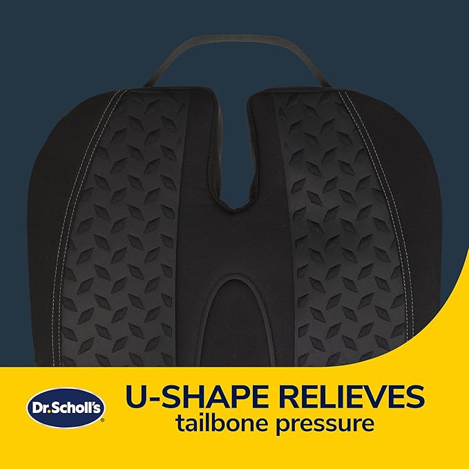 Dr. Scholl's Max Support Charcoal-Infused Posterior Seat Cushion, Memory Foam — Black