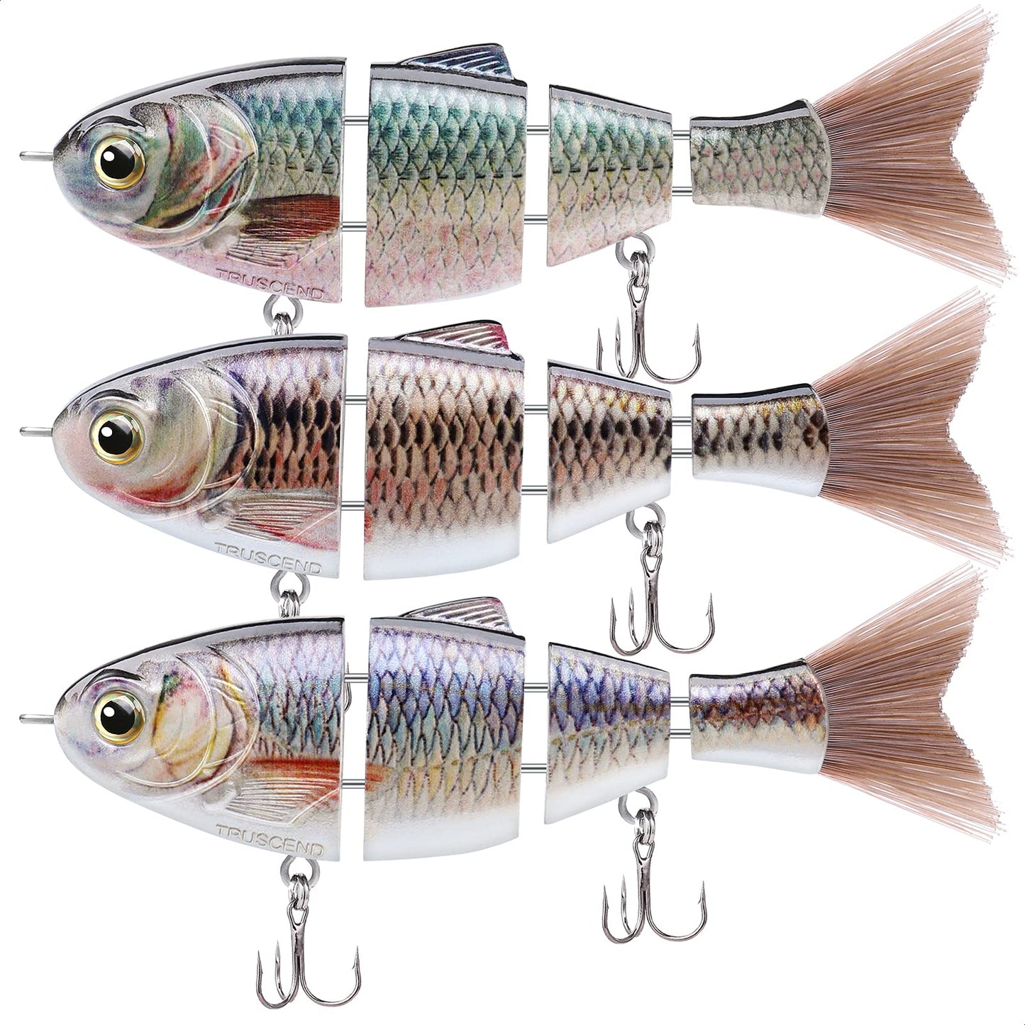 TRUSCEND Fishing Lures for Bass Trout Segmented Multi Jointed Swimbaits Slow Sinking Swimming Lures for Freshwater Saltwater Fishing Lures Kit