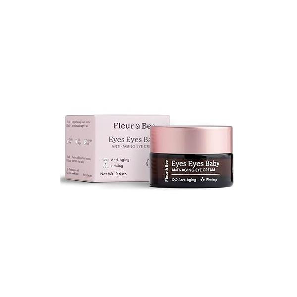 FLEUR & BEE Anti Aging Eye Cream | Clean, 100% Vegan Cruelty Free For Dark Circles, Puffiness and Wrinkles All Skin Types Eyes Baby 0.6 oz