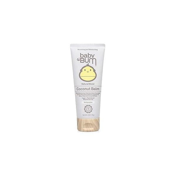 Sun Bum Baby Monoi Coconut Balm - Natural Multipurpose Moisturizing Oil for Sensitive Skin with Shea and Cocoa Butter Fragrance Gluten Free Vegan 3 Oz