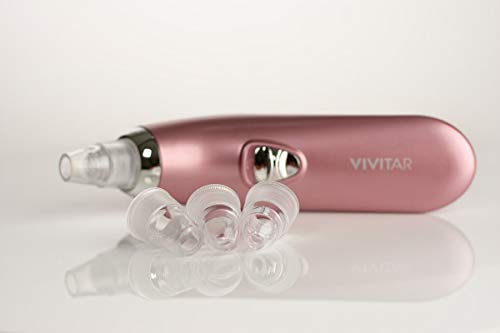 Vivitar Microdermabrasion/Facial Pore Cleanser, Vacuum Suction Exfoliating Extractor Tool with 3 Beauty Attachments, Removes Blackheads & Whiteheads, Rose Gold (Pack of 3)