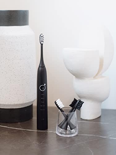 MOON Electric Toothbrush Heads - 2 Replacement Heads for The MOON Electric Toothbrush - Each with 720 Tapered Ultra-Fine Dupont Bristles - Lasts Up to 4X Longer - Black (2 Count)