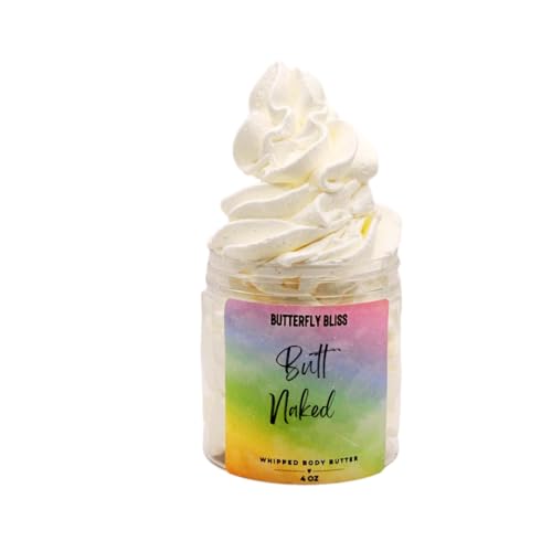 Butt Naked Whipped Body Butter, natural lotion, organic, 4oz jar, made with shea butter, mango butter, coconut oil, almond oil