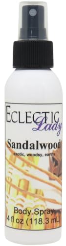 Eclectic Lady Sandalwood Body Spray, 4 ounces, Body Mist for Women with Clean, Light & Gentle Fragrance, Cologne with Soft, Subtle Aroma For Daily Use