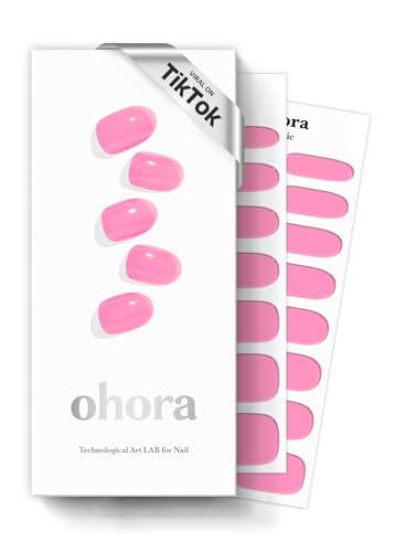 ohora Semi Cured Gel Nail Strips (N Tint High-Teen) - Pink, Tint, Works with Any UV/LED Lamps, Salon-Quality, Long Lasting, Easy to Apply & Remove - Includes 2 Prep Pads, Nail File & Wooden Stick