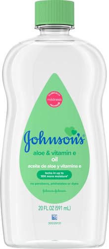 Johnson's Baby Oil, Mineral Oil Enriched with Aloe Vera and Vitamin E, 20 fl. oz