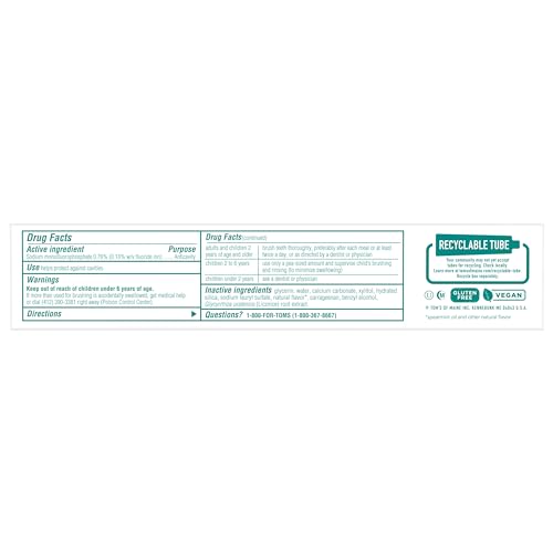 Tom's of Maine Natural Wicked Fresh! Fluoride Toothpaste, Spearmint, 4.7 oz. 2-Pack