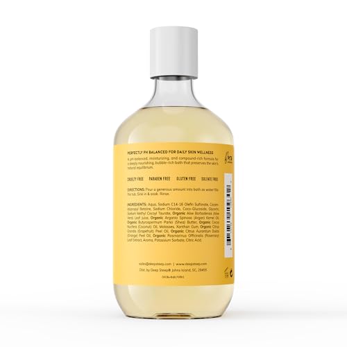 Deep Steep Bubble Bath, Grapefruit Bergamot, 17 oz (Pack of 2)– Soothing Soak with Shea Butter, Argan Oil, Aloe Vera & Coconut Oil – Vegan, Sulfate-Free, PH-Balanced Clean Beauty