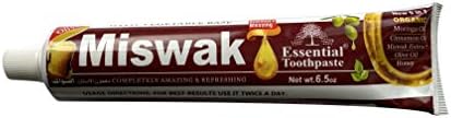 Essential Palace (Pack of 6) Organic Miswak Herbal Whitening Toothpaste - Refreshing- with Moringa Oil, Cinnamon Oil, Miswak Extract, Olive Oil & Honey- 100% Fluoride Free & Vegetable Base - 6.5 Oz
