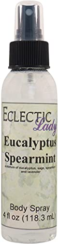 Eclectic Lady Eucalyptus Spearmint Body Spray, 4 ounces, Body Mist for Women with Clean, Light & Gentle Fragrance, Cologne with Soft, Subtle Aroma For Daily Use