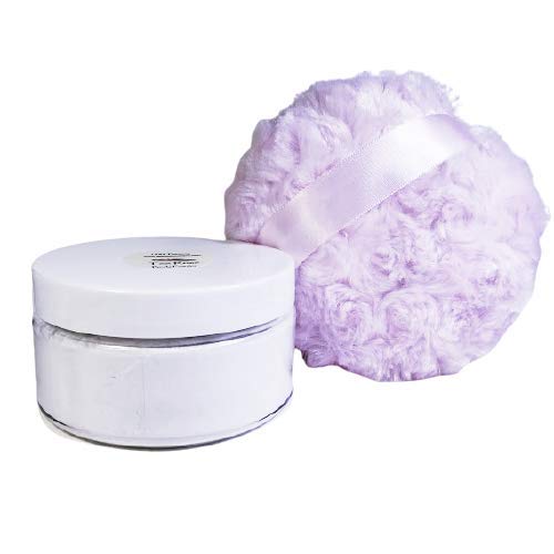 Lilac Silk Powder Boxed Gift Set - 8 oz Jar Silk Powder and Silky Violet Powder Puff - Large Size