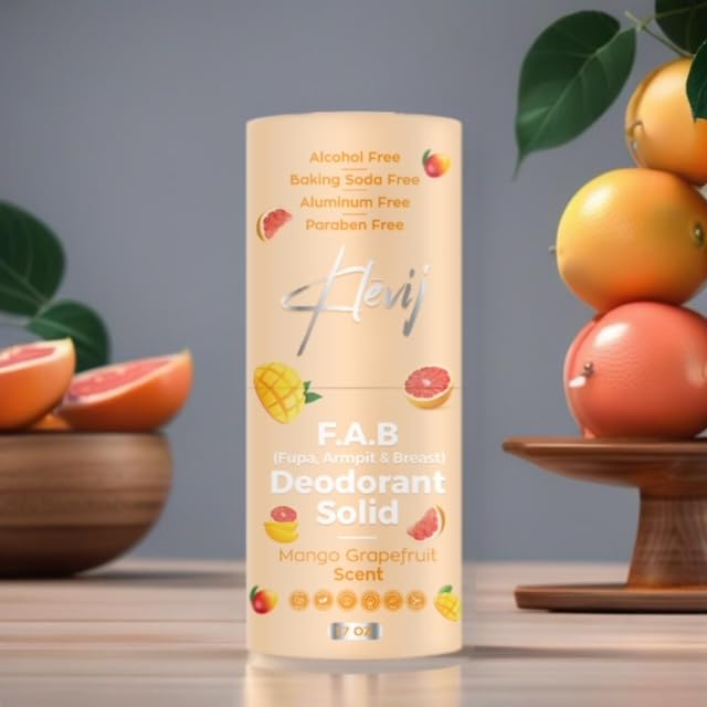 All Natural Mango Grapefruit Scented F.A.B. Deodorant | 1.7 oz For Fupa, Armpit, and Breast | Aluminum-Free, Alcohol-Free, Organic