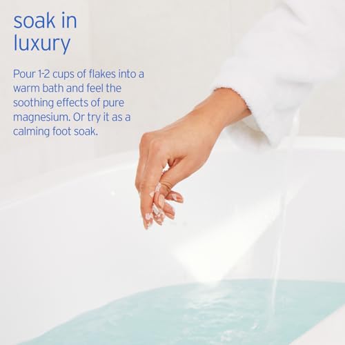 LIFE-FLO Pure Magnesium Bath Flakes - Epsom Salt Soak Alternative - Unscented Magnesium Flakes from The Zechstein Seabed - Relaxing Foot Bath with Ancient Trace Minerals - 60-Day Guarantee, 44oz