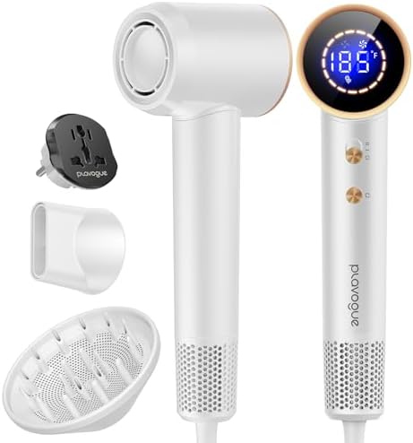 Dual Voltage Travel Hair Dryer with Diffuser, High-Speed Ionic Blow Dryer for Women, Fast Drying, Low Noise, Lightweight, No Heat Damage, European Travel 110V-120V/220V-240V