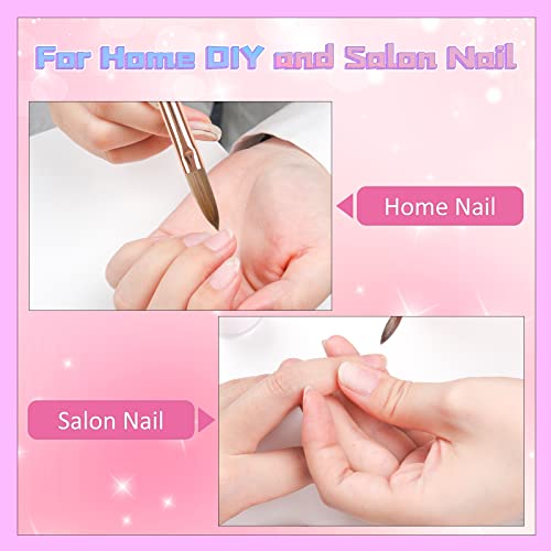 Acrylic Nail Brush Size 12, 100% Pure Kolinsky Nail Art Brush, Sturdy Handle Acrylic Powder Design Tools for Professional Manicure DIY Home Salon (12#)