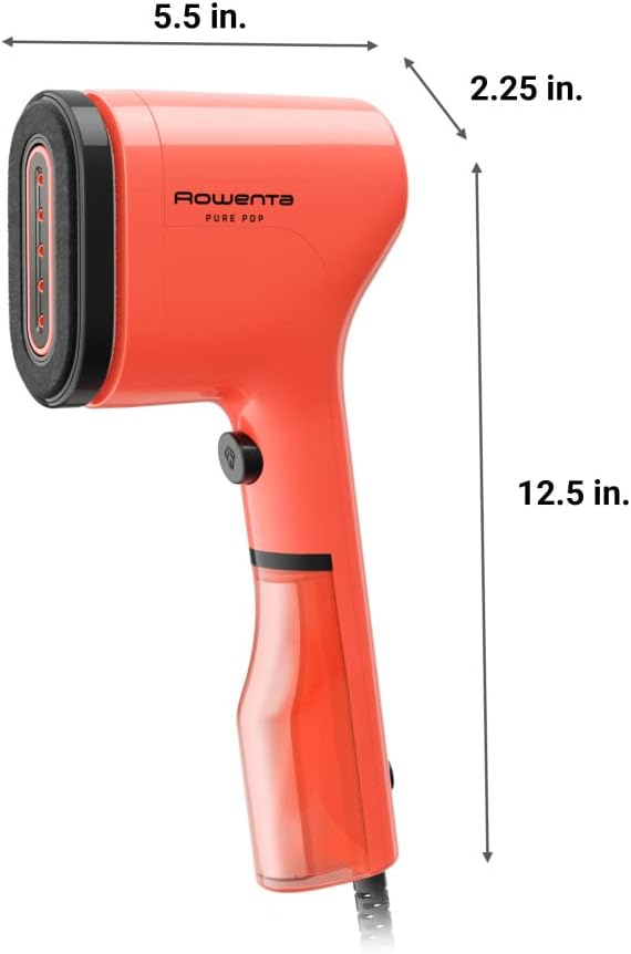Rowenta PurePop Handheld Steamer for Clothes 1.5 Lbs 15 Second Heatup, 2.3 Oz Capacity 1150 Watts Portable, Ironing, Fabric Steamer, Garment Vacation Essentials, Travel Must Have Red DR2022 DR2022U1