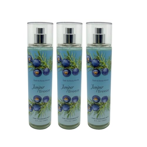 Bath & Body Works JUNIPER BREEZE Fine Fragrance Mist Gift Set with a Red Bow for Holiday & Gifts - Pack of 3