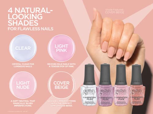 Gelish Foundation Flex – Flexible Base Coat for Nails, Ridge Filling, & Perfect Protection, Soak-Off Rubber Base Gel Nail Kit for Long-Lasting Nail Strength and Flexibility (Clear, 15mL)